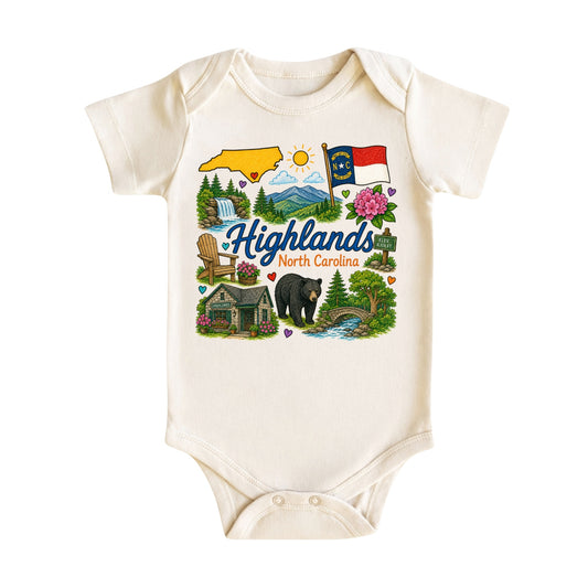 Highlands North Carolina Baby Bodysuit for Boys Girls