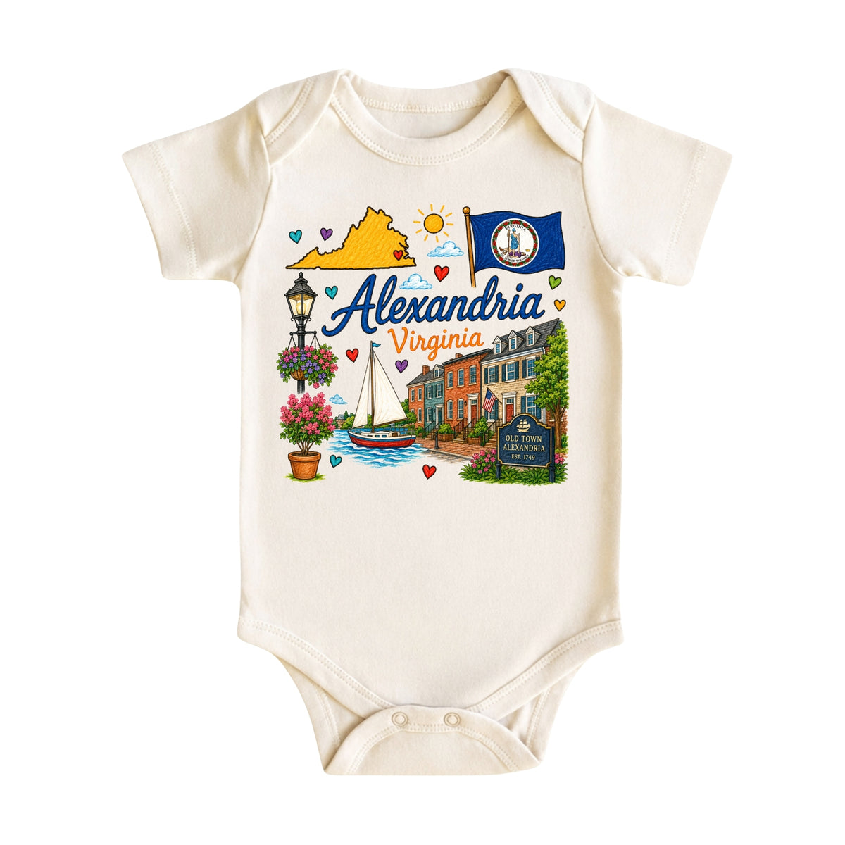 Alexandria Virginia Baby Bodysuit for Boys Girls