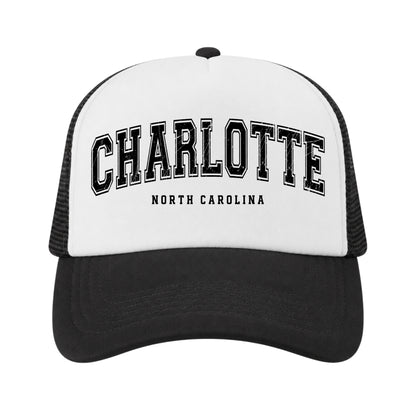 Charlotte Trucker Hat for Kids & Adults, Charlotte North Carolina Vacation, Charlotte Souvenir Gifts
