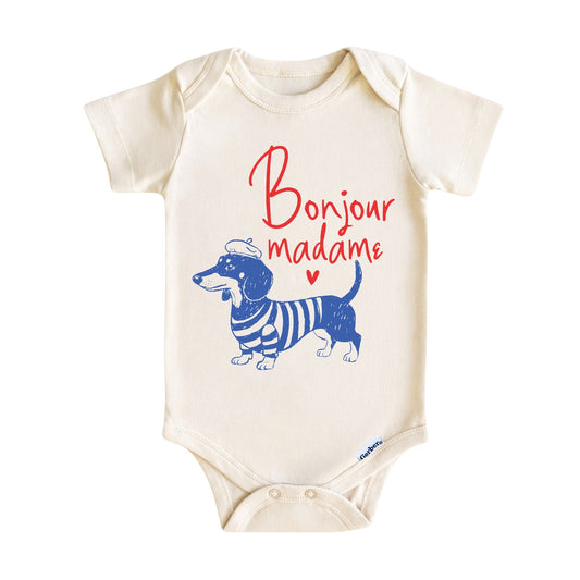Bonjour Madame Dachshund ONESIE ®, Baby Bodysuit for Boys Girls