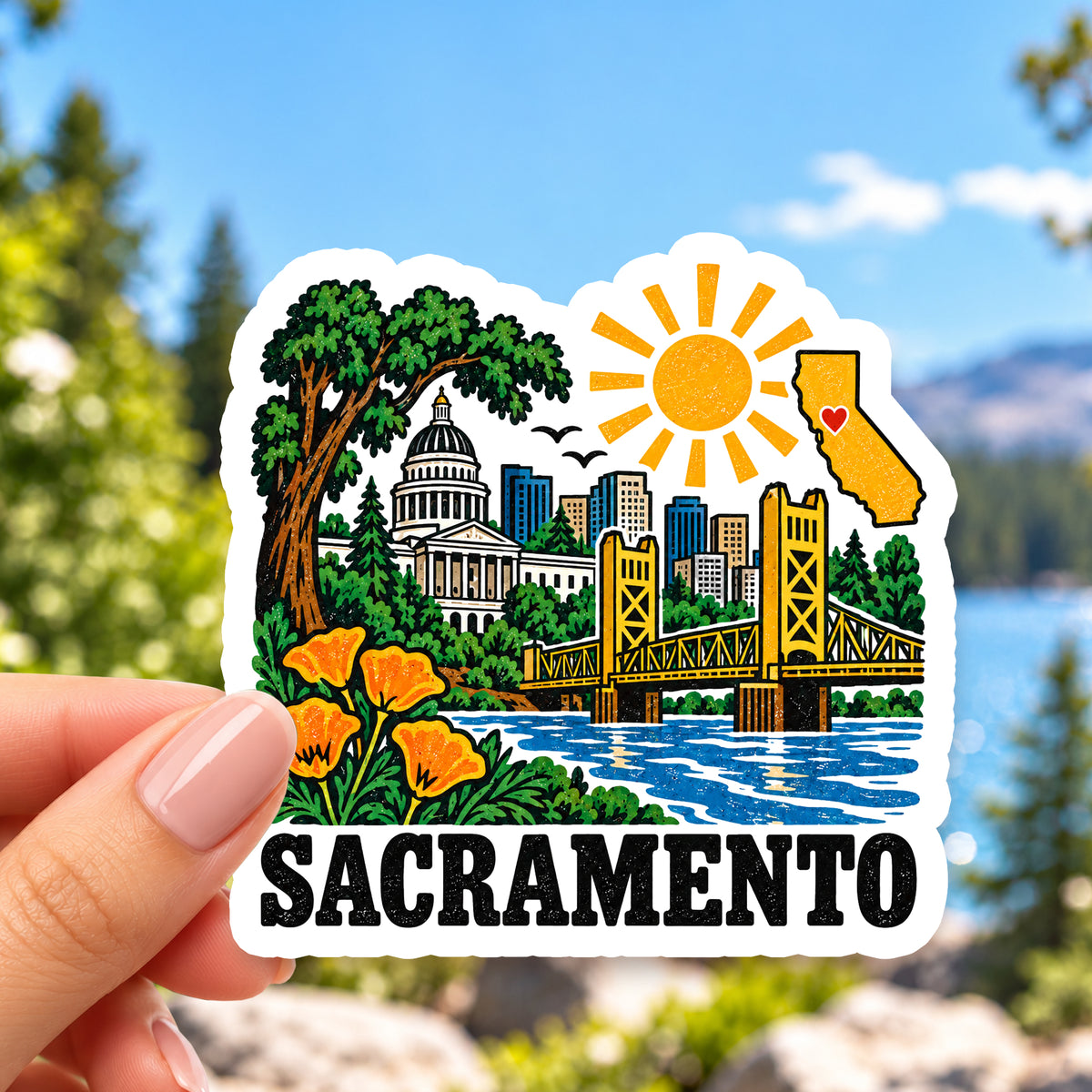 Sacramento Retro Sticker