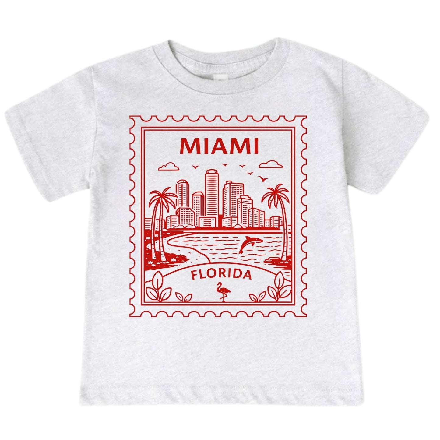 Miami Florida Kids Vintage Postage Stamp T-Shirt