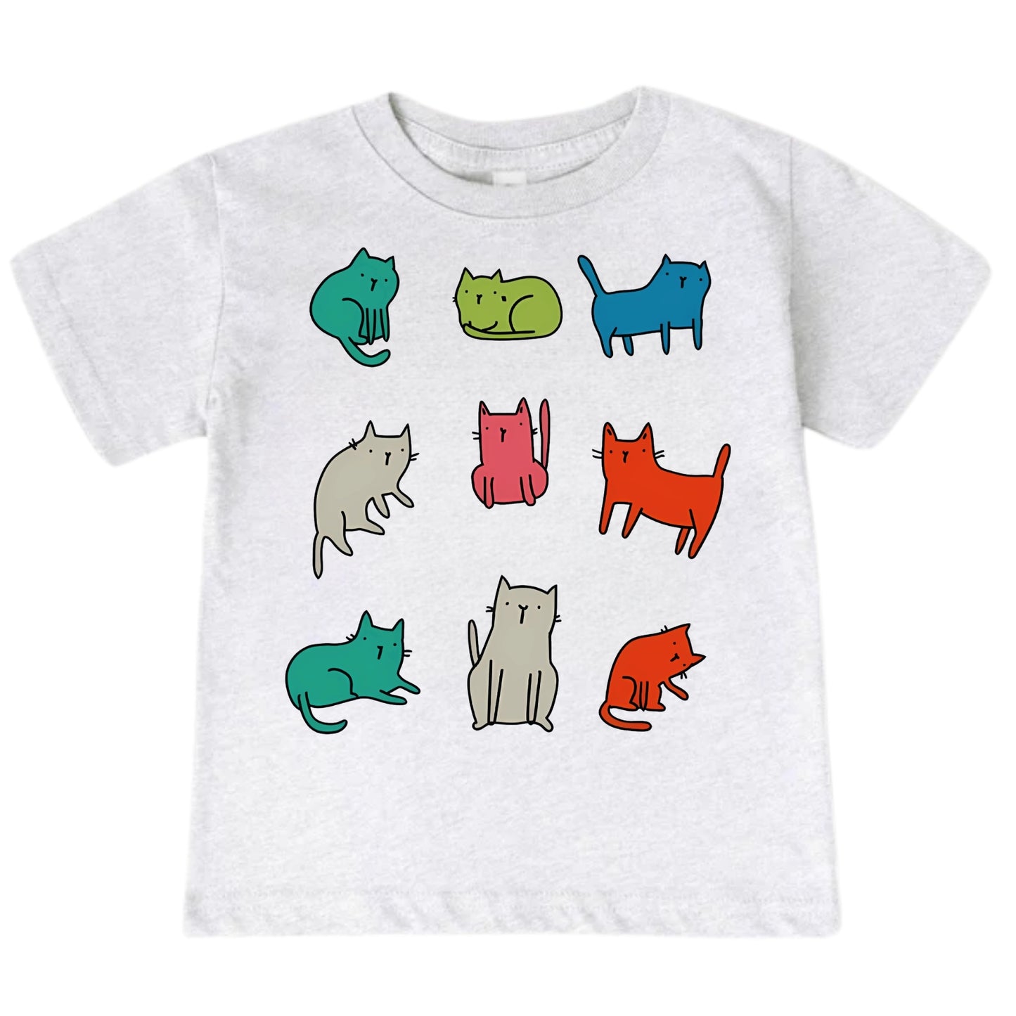 Colorful Doodle Cats Kids T-Shirt
