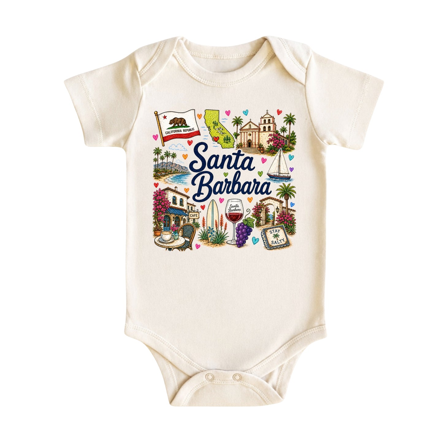 Santa Barbara California Baby Bodysuit for Boys Girls