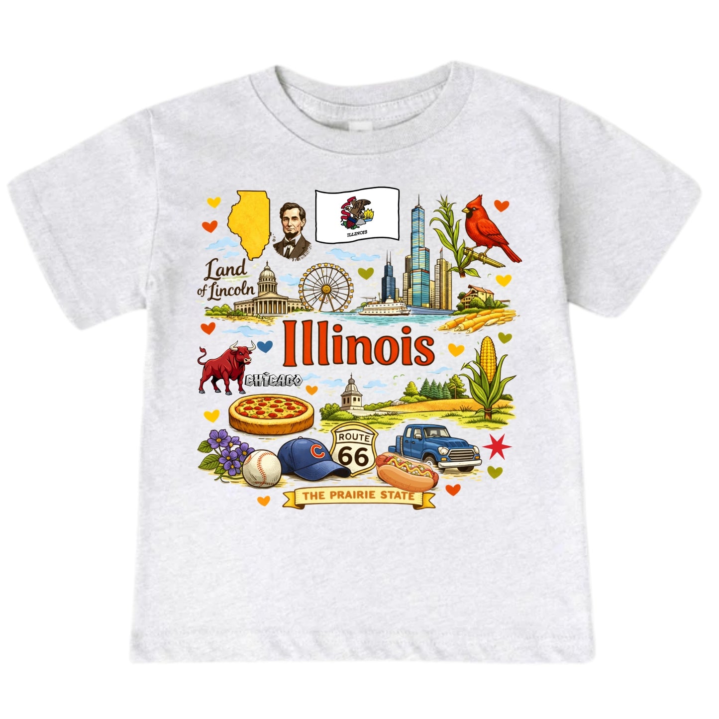 Illinois State Symbols Kids T-Shirt
