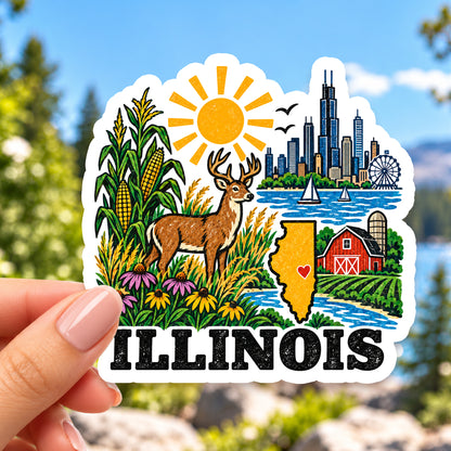 Illinois Retro Sticker