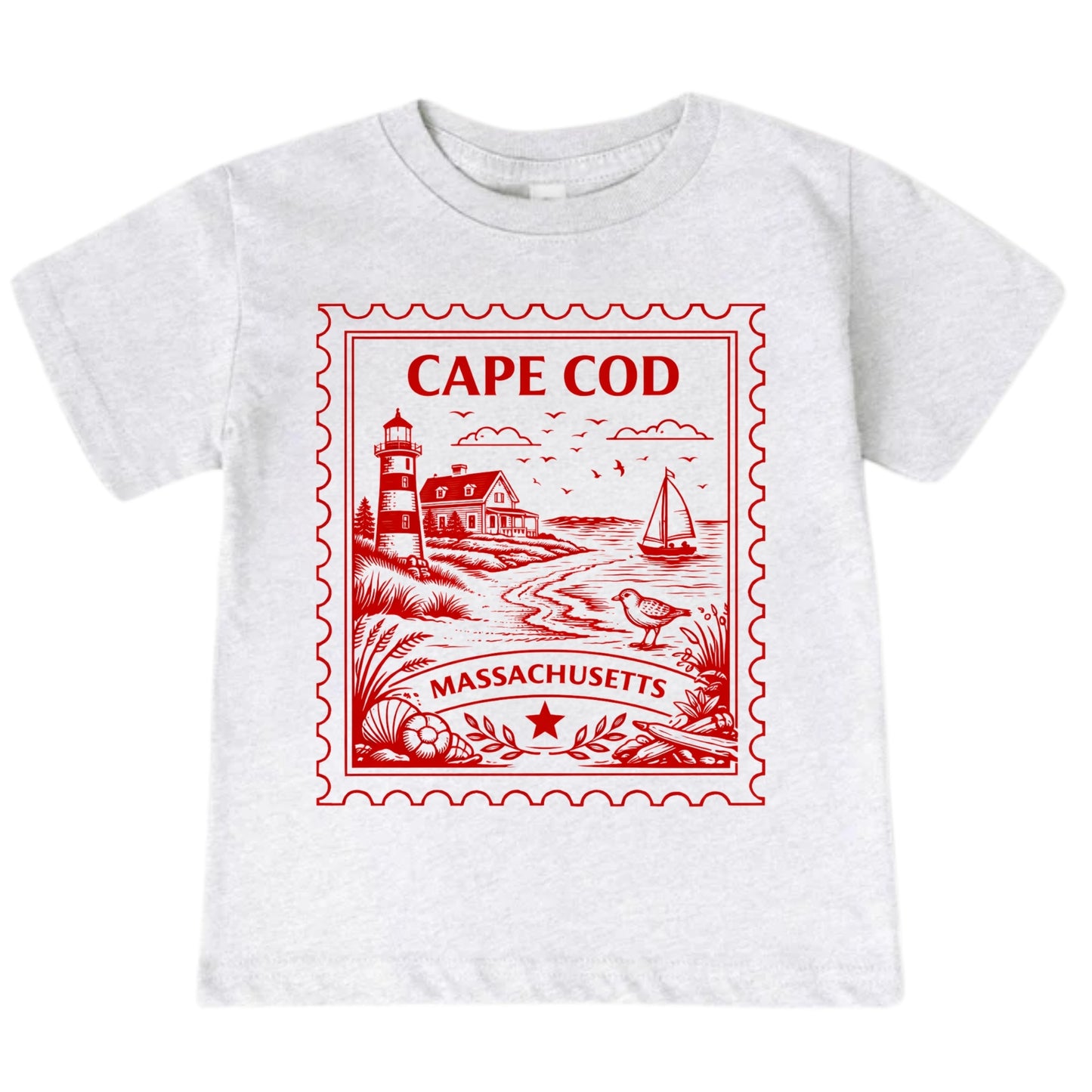 Cape Cod Massachusetts Kids Vintage Postage Stamp T-Shirt