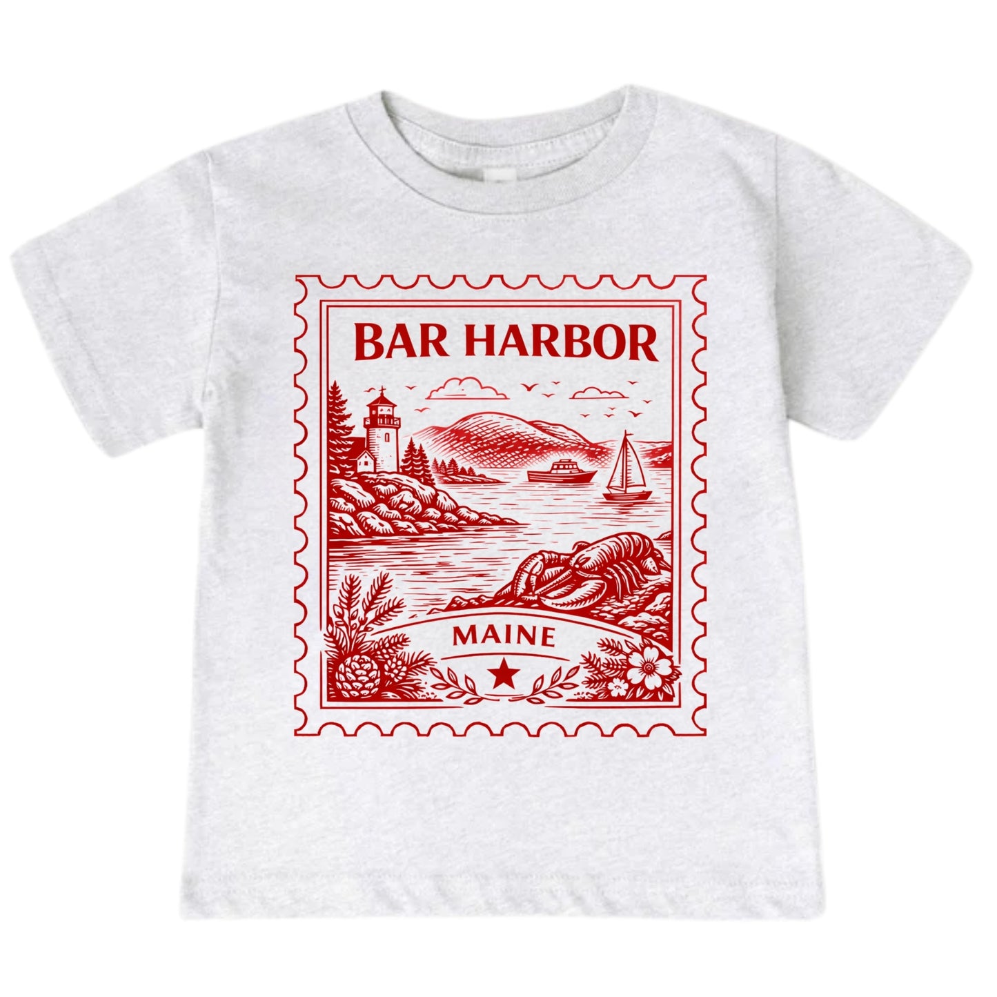 Bar Harbor Maine Kids Vintage Postage Stamp T-Shirt