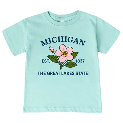 Michigan Apple Blossom Floral Kids T-Shirt