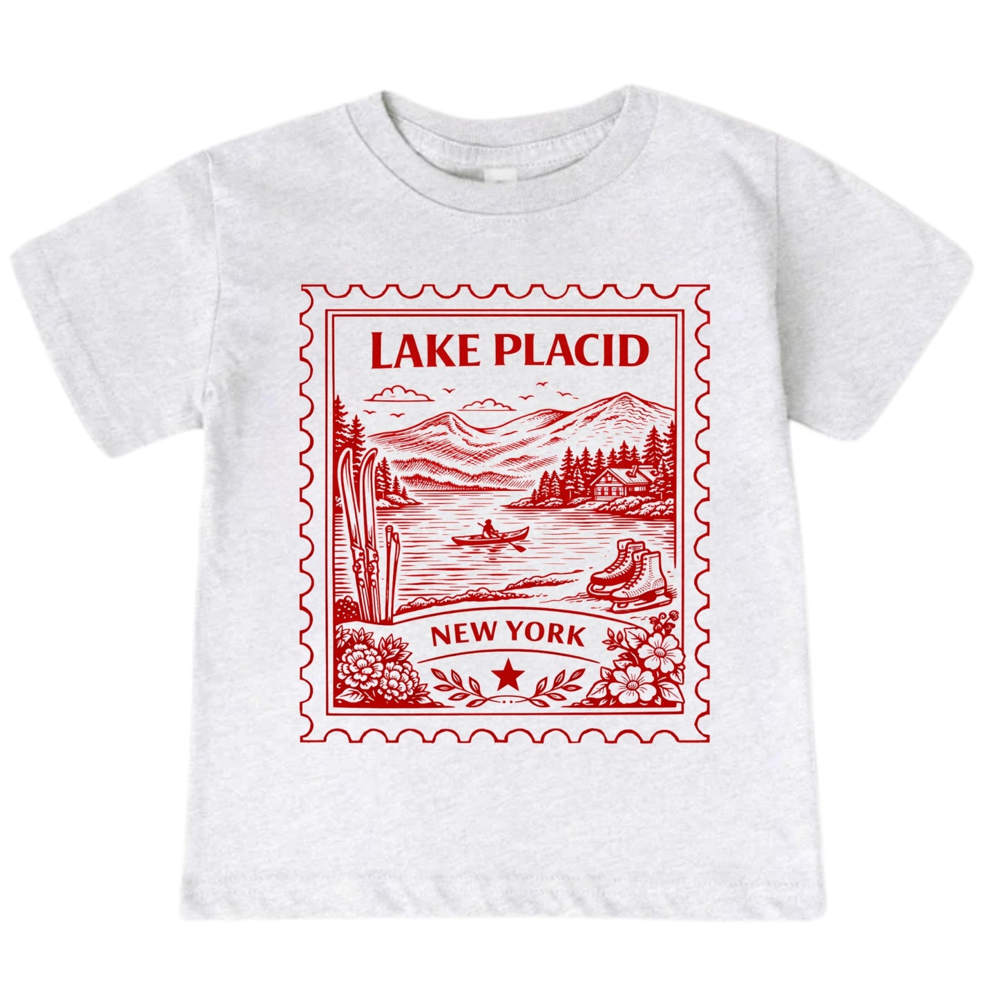 Lake Placid New York Kids Vintage Postage Stamp T-Shirt