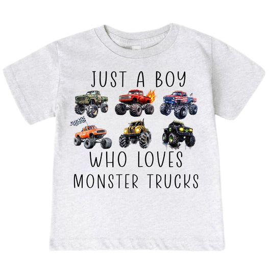 Just A Boy Who Loves Monster Trucks Shirt