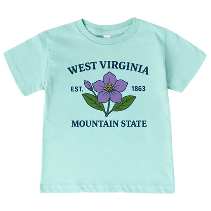 West Virginia Rhododendron Floral Kids T-Shirt