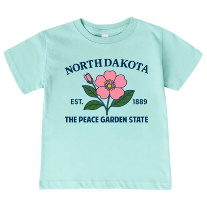 North Dakota Wild Prairie Rose Floral Kids T-Shirt