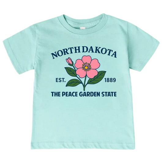 North Dakota Wild Prairie Rose Floral Kids T-Shirt