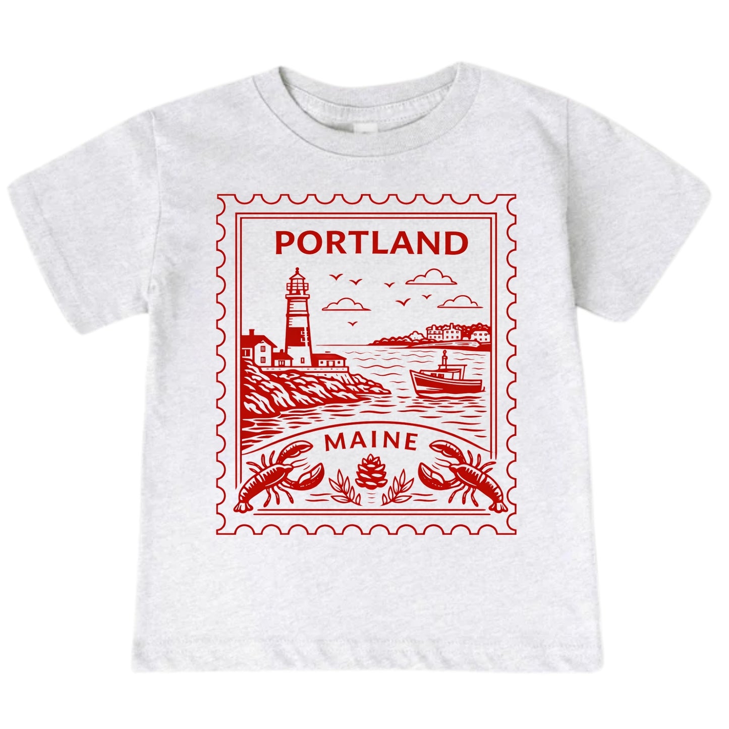 Portland Maine Kids Vintage Postage Stamp T-Shirt
