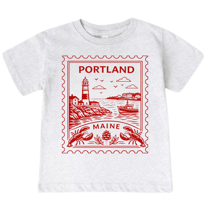 Portland Maine Kids Vintage Postage Stamp T-Shirt