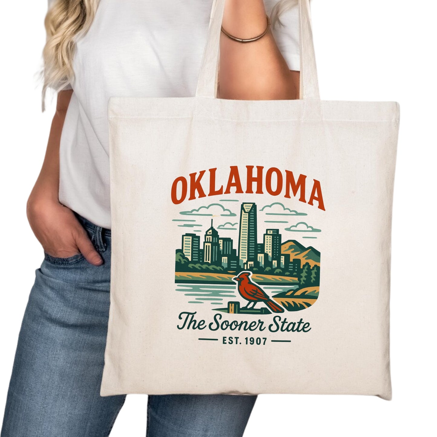 Oklahoma Tote Bag, Oklahoma City Tulsa Norman Travel Market Bag