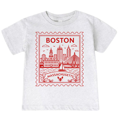 Boston Massachusetts Kids Vintage Postage Stamp T-Shirt