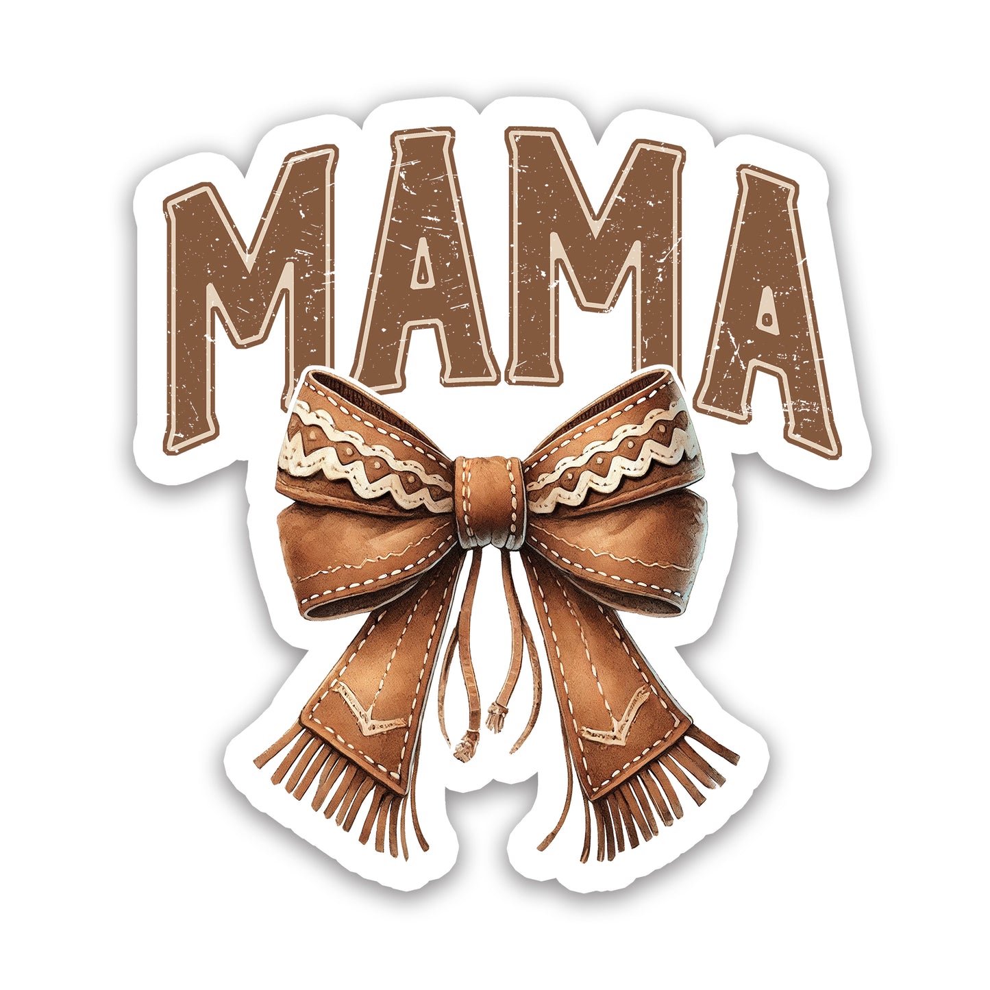 Mama Western Leather Bow Vintage Sticker