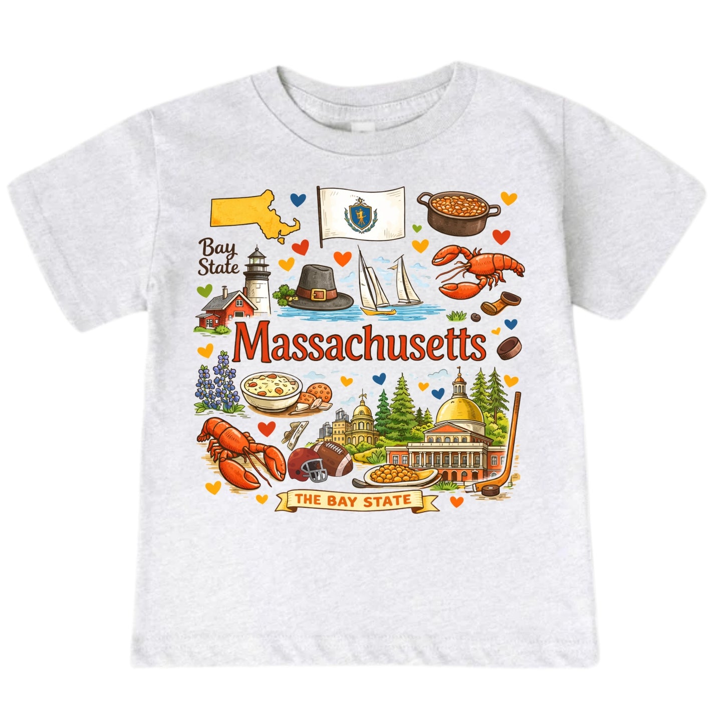 Massachusetts State Symbols Kids T-Shirt