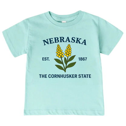 Nebraska Goldenrod Floral Kids T-Shirt