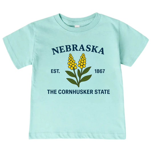 Nebraska Goldenrod Floral Kids T-Shirt
