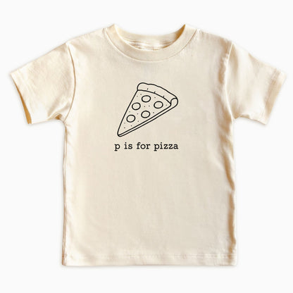 P Is for Pizza Kids Shirt | Minimal Pizza Graphic Tee for Babies & Toddlers