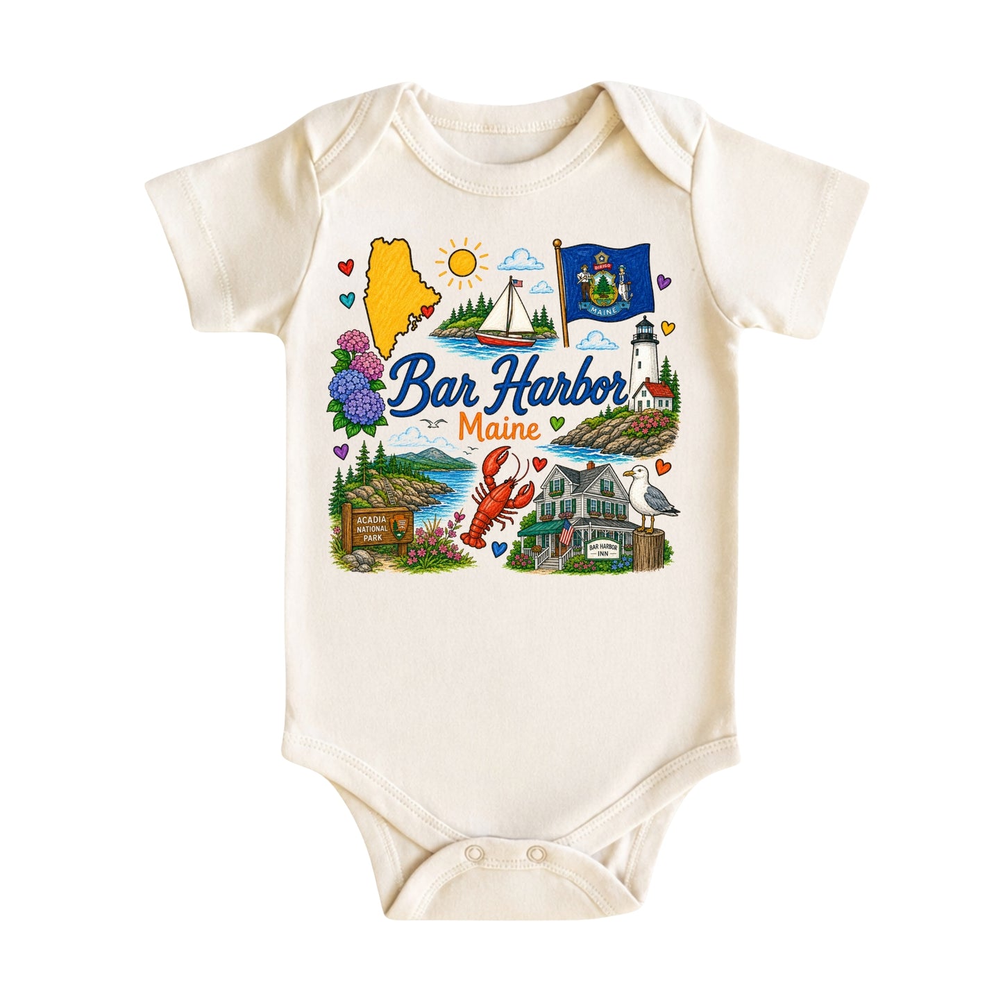 Bar Harbor Maine Baby Bodysuit for Boys Girls