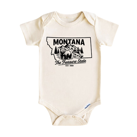 Montana Baby Onesie ®, The Treasure State Baby Bodysuit for Boys Girls