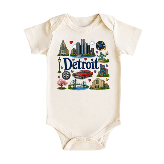 Detroit Baby Bodysuit for Boys Girls