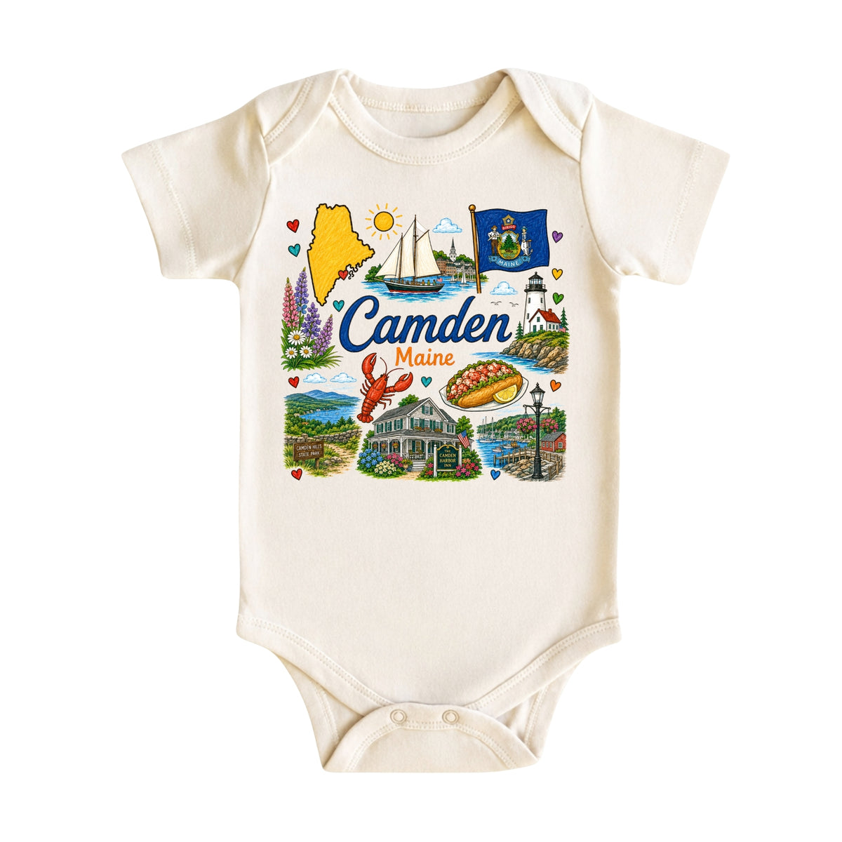 Camden Maine Baby Bodysuit for Boys Girls