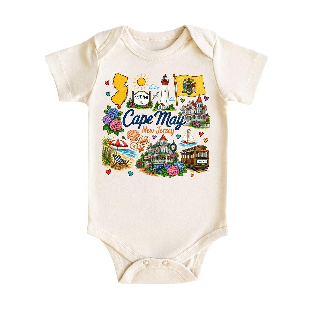Cape May New Jersey Baby Bodysuit for Boys Girls