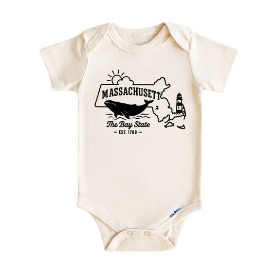 Massachusetts Baby Onesie ®, The Bay State Baby Bodysuit for Boys Girls