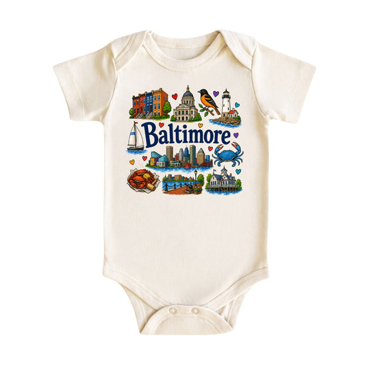 Baltimore Baby Bodysuit for Boys Girls