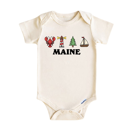 Maine Baby Onesie ®, Pine Tree State Baby Bodysuit for Boys Girls