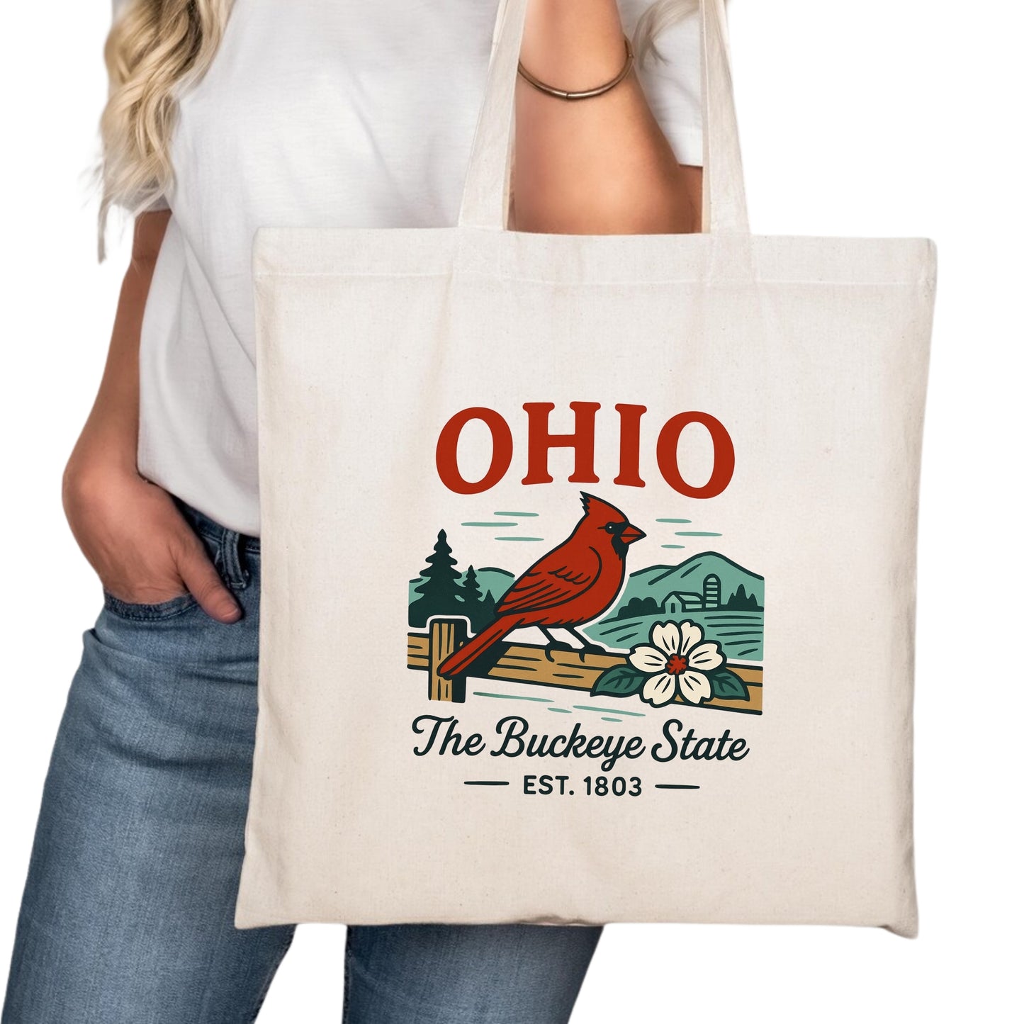 Ohio Tote Bag, Columbus Cleveland Cincinnati Travel Market Bag