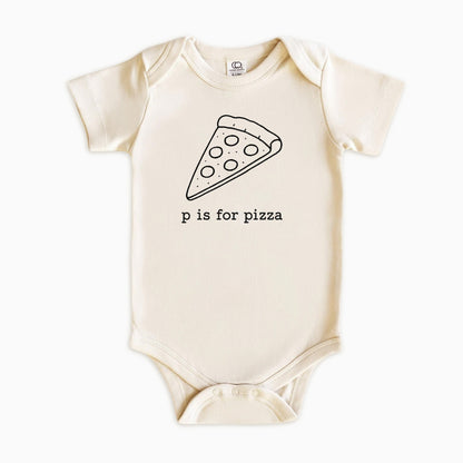 P Is for Pizza Kids Shirt | Minimal Pizza Graphic Tee for Babies & Toddlers