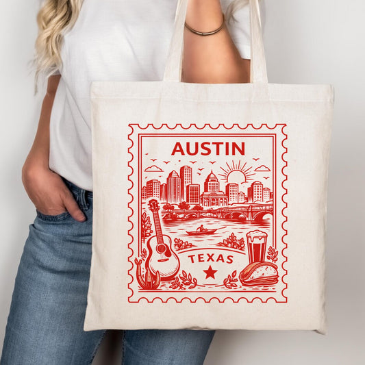 Austin Texas Vintage Postage Stamp Tote Bag