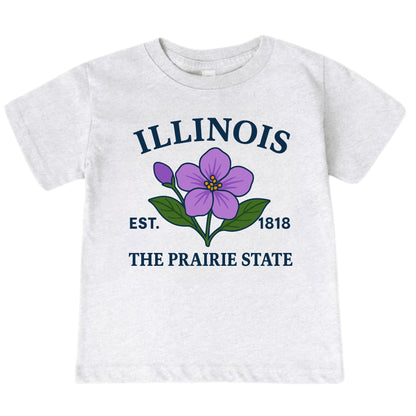 Illinois Purple Violet Floral Kids T-Shirt