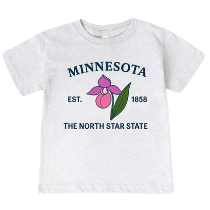 Minnesota Showy Lady's Slipper Floral Kids T-Shirt