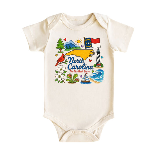 North Carolina Baby Bodysuit for Boys Girls