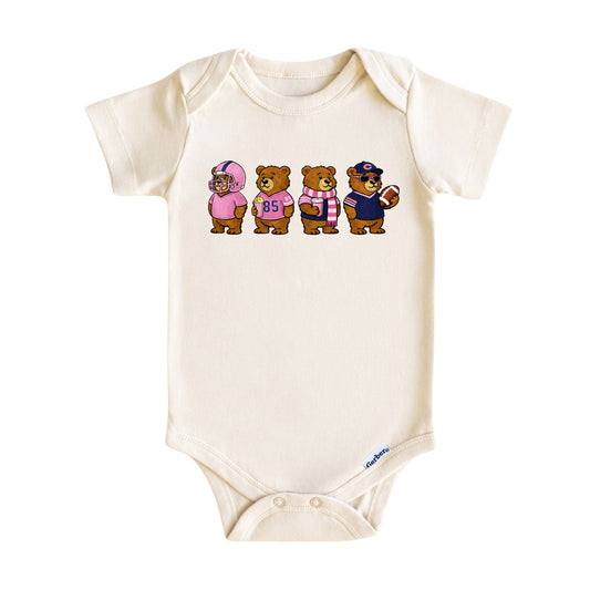 Pink Chicago Football Bear Baby Onesie ®