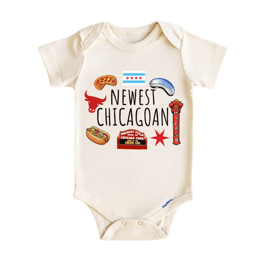 Newest Chicagoan ONESIE ®, Baby Bodysuit for Boys Girls, Illinois Newborn Gift