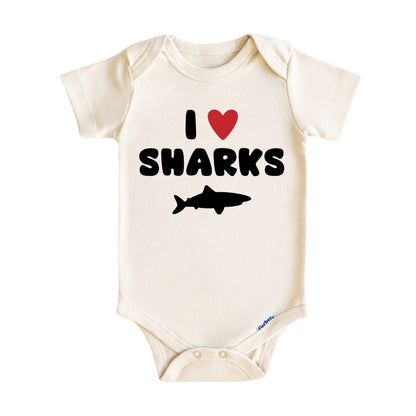 I Love Sharks Baby Onesie ® – Shark Lover Baby Bodysuit for Boys and Girls