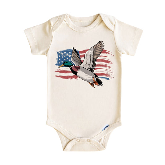 Patriotic Duck Baby Onesie ® – Mallard Duck USA Baby Bodysuit for Boys and Girls