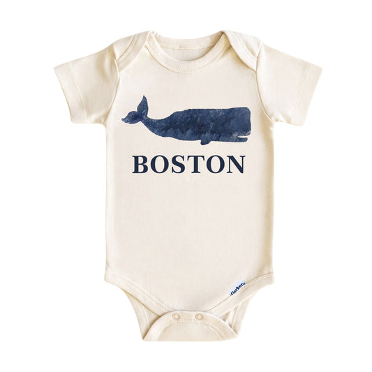 Boston Whale Baby Onesie ® – Massachusetts Baby Bodysuit for Boys and Girls