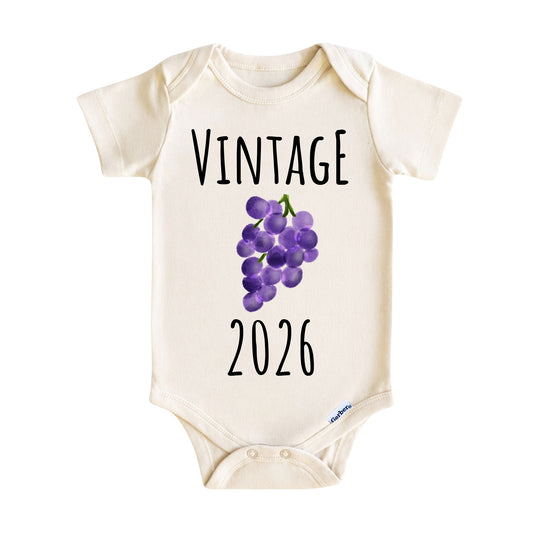Vintage 2026 Baby Onesie ® – Grape Baby Bodysuit for Boys and Girls