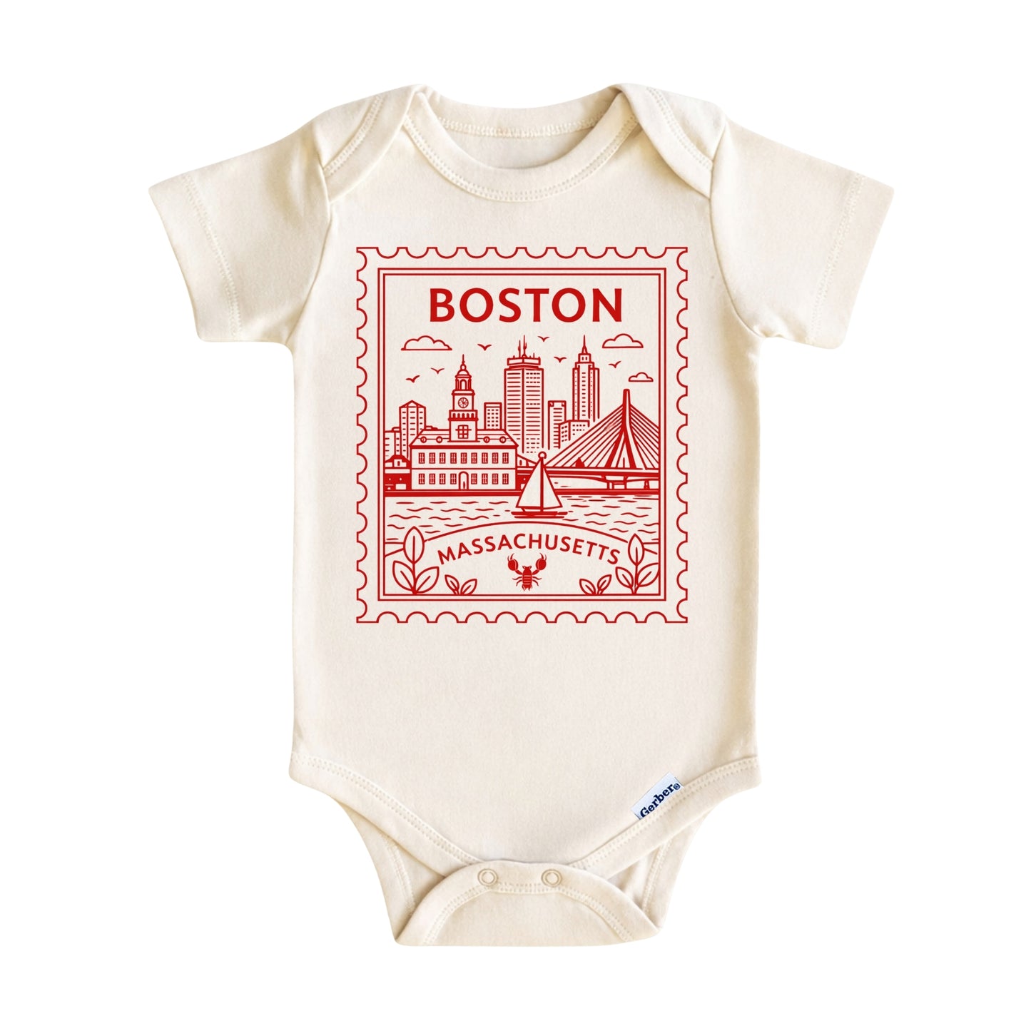 Boston Massachusetts Kids Vintage Postage Stamp T-Shirt