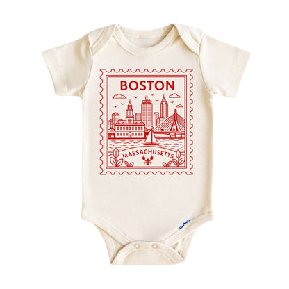 Boston Massachusetts Kids Vintage Postage Stamp T-Shirt
