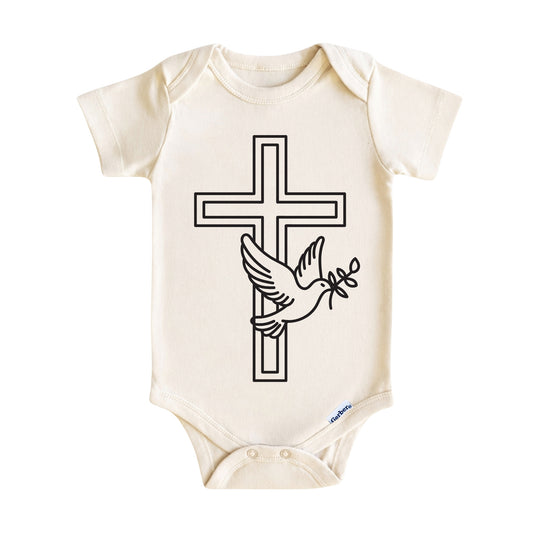 Cross Dove Baby Onesie® - Baby Bodysuit for Boys and Girls